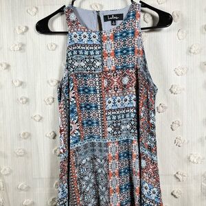 Lulus Women’s Patchwork Pattern A-line Tank Dress Boho Festival Size Small